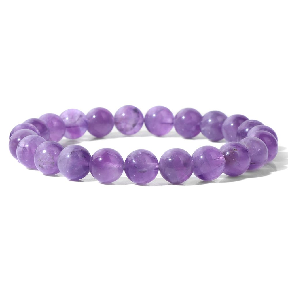 100% Natural Stone Amethysts Quartz Bracelet 8mm Beads Bracelet,Amethyst,19CM