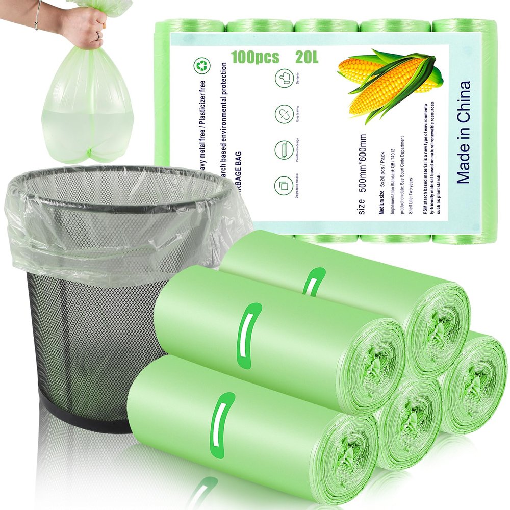 100 x 20 Litre Bin bags, 20 x 24inch Pedal Bin Liners Small Food Waste Bags for Office Bathroom Kitchen(50x60cm)