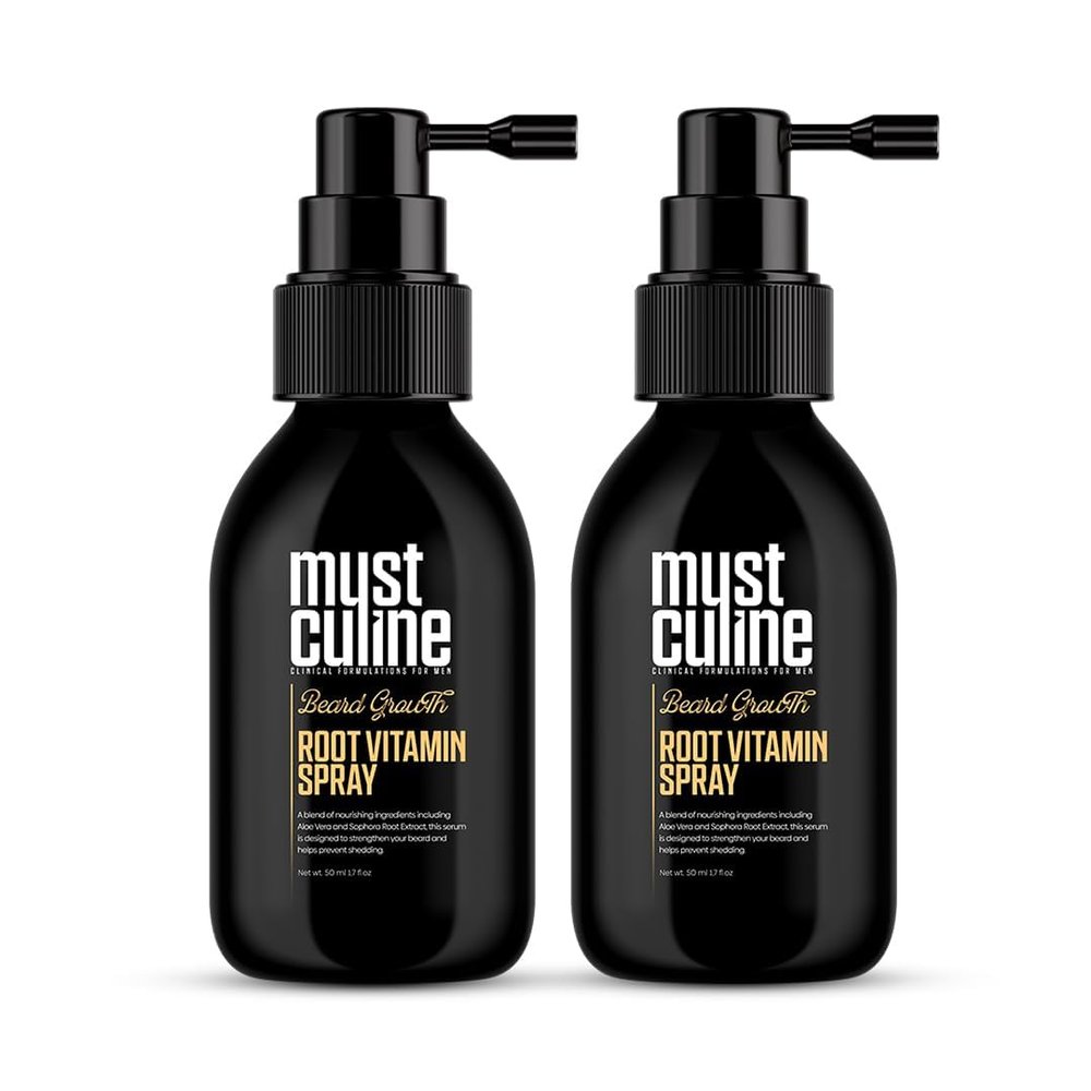 MUSTCULINE Beard Root Vitamin Spray, Beard Vitamins for Full Beard, Beard Growth Vitamin for Stronger, Longer and Bushy Beards (2)