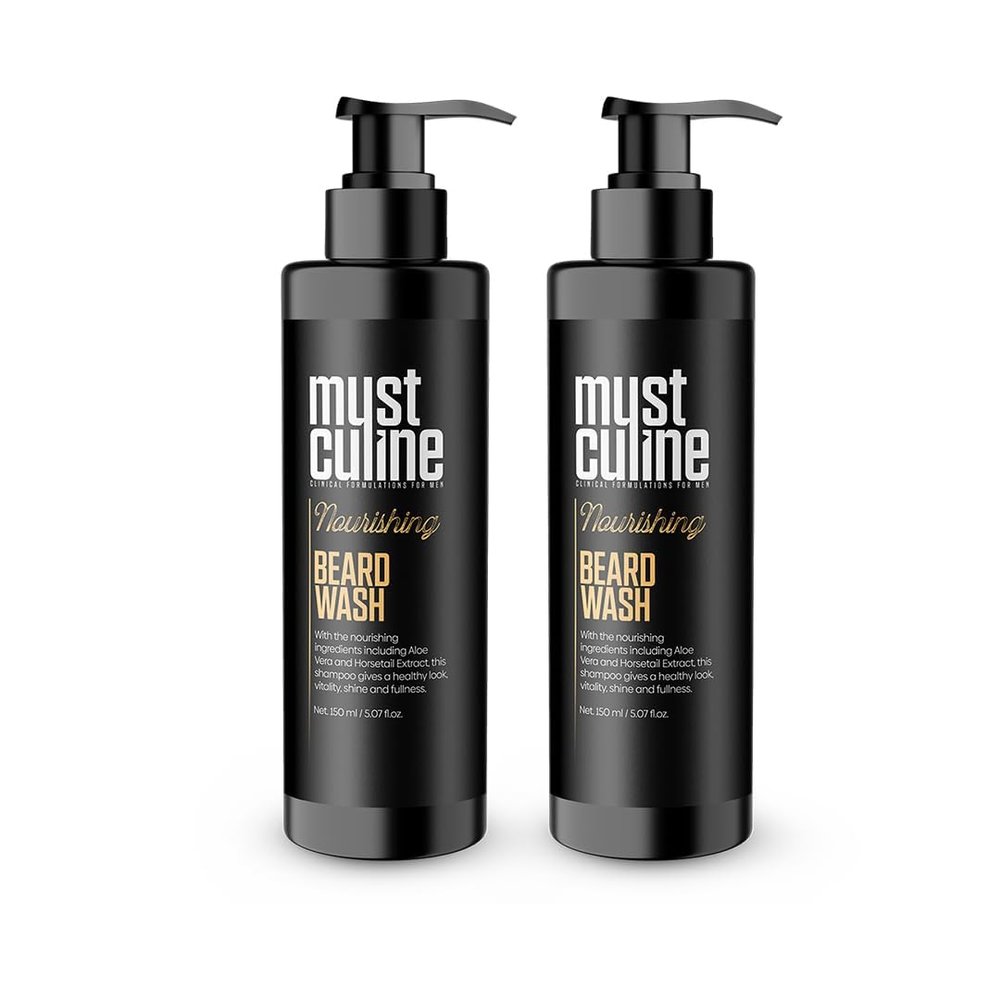 Mustculine Beard Shampoo, Tea Tree Oil & Argan Oil Anti-Dandruff, Anti-Itching Shampoo for Men (2 Package)