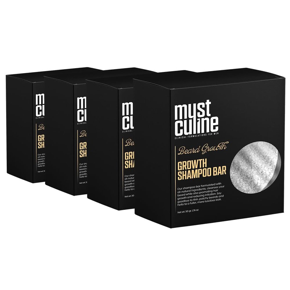 Mustculine Beard Shampoo Bar, Clean Your Beard with Growth and Hair Loss Effect, Hair Growth Shampoo Bar (4 Package)