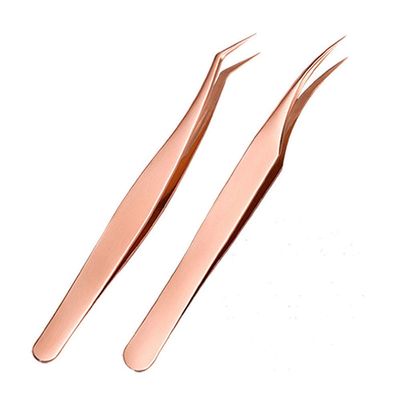 2Set Lash Tweezers, Lashes Extension Curved Tweezers Stainless Steel Lash Extension Kit Curved Tweezers for Lash Extensions, Splinter Eemoval, Eyebrows,(4PCS)