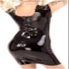ANTIY Black Sexy Sleeveless Latex Dress with Lacing at Front Rubber Bodycon Playsuit,Black,XX-Large view 2