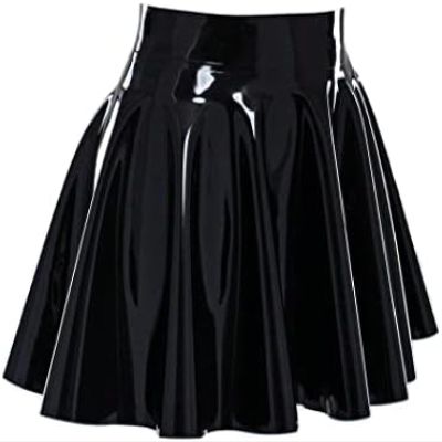 ANTIY Handmade Black Latex Mini Skirt Sexy Women Latex Rubber Dresses,Black,X-Small