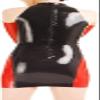 ANTIY Red and Black Sexy Latex Dress with Back Zipper Glued Breasts Rubber + Gloves,Custom Color,Medium view 2