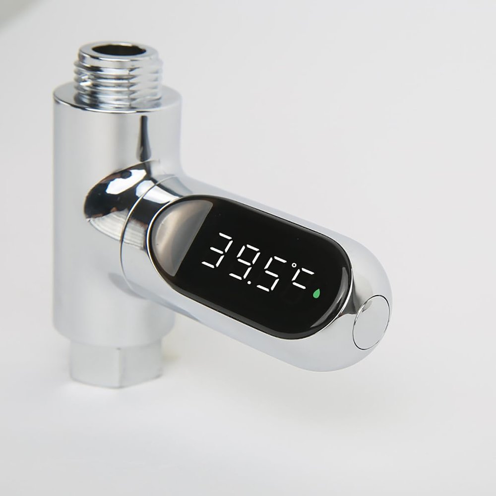 DISHENGZHEN LED Digital Bath Water Thermometer,360 Rotating Screen Real-Time Water Flow Temperature Monitor, Self-Generating 0~100 for Kids Elderly Pets