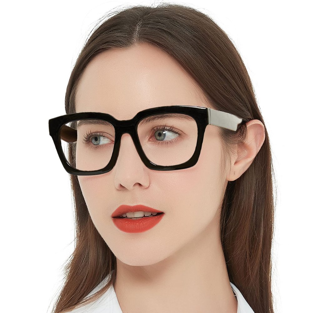 OCCI CHIARI Fashion Womens Reading Glasses +1.5, Fashion Reading Glasses for Women, Thick Frame Readers Glasses (Black 150)