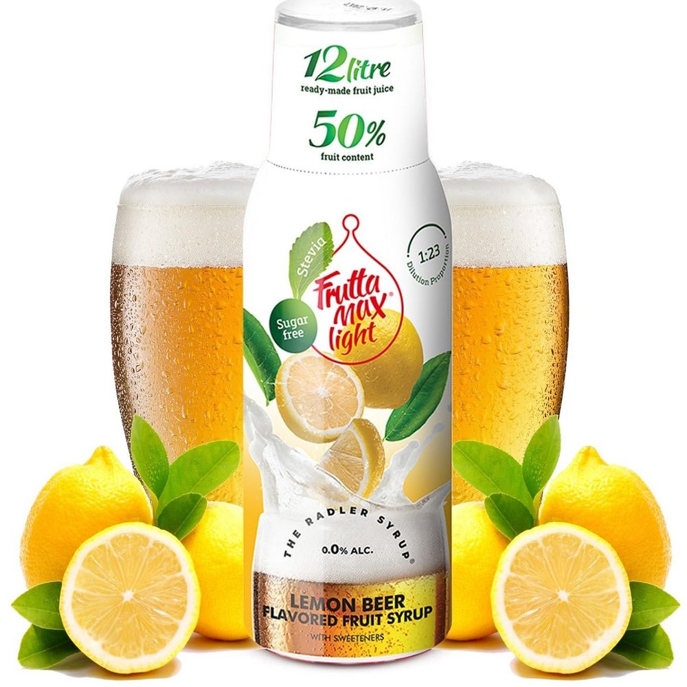 FruttaMax Sugar-Free Lemon Beer Syrup  50% Real Fruit | Low-Calorie Drink Syrup for Soda Makers, Cocktails & Desserts  500ml