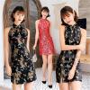AllMonyba Sexy Backless Traditional Chinese Qipao Dress Short Halter Sleeveless Cheongsam Dresses view 3