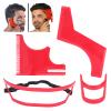 Beard Shaping Tool Kit, Red Plastic Beard Stencil Set, Beard Styling Shaper, Cutting Shaving Trimmer Guide, Goatee Moustache Sideburns, Curve and Step Cut view 4