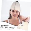 Beaupretty Felt Sauna Hat for Women with Thickened Felt Cushion, Large Shower Cap Set for Bathroom Spa Use, Dark Blue and White Thermal Bathing Accessories view 4