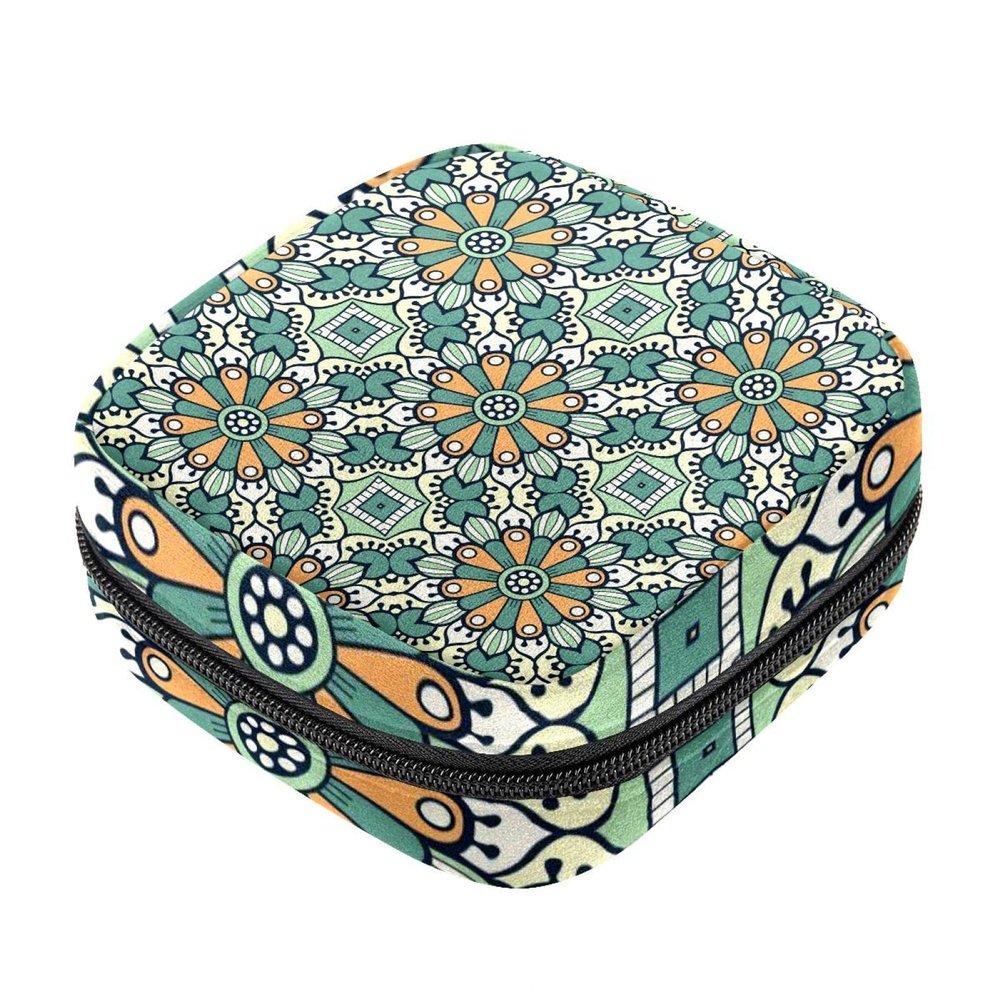 Sanitary Napkin Storage Bag, Feminine Product Pouches Portable Period Kit Bag for Girls Women Ladies Mandala Color