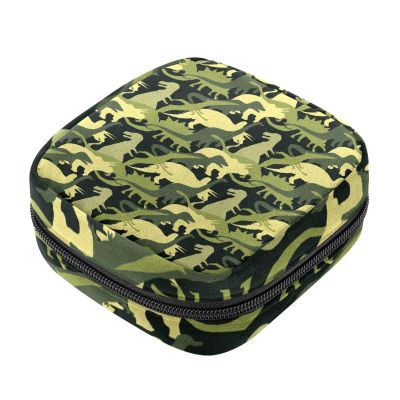 Sanitary Napkin Storage Bag, Feminine Product Pouches Portable Period Kit Bag for Girls Women Ladies Camo Dinosaur
