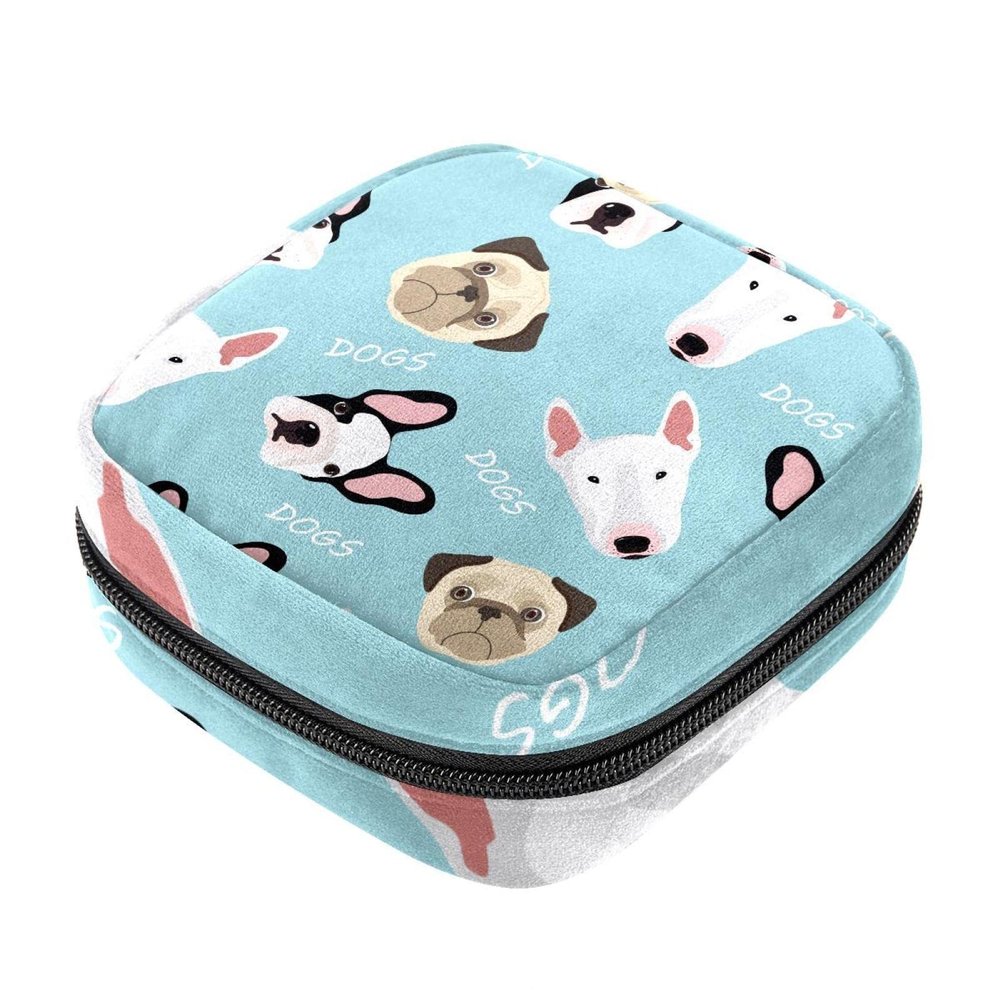 Sanitary Napkin Storage Bag, Feminine Product Pouches Portable Period Kit Bag for Girls Women Ladies Cute Dogs
