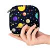 Sanitary Napkin Storage Bag, Feminine Product Pouches Portable Period Kit Bag for Girls Women Ladies Space Planets Stars Dark view 4