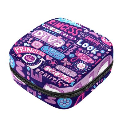 Sanitary Napkin Storage Bag, Feminine Product Pouches Portable Period Kit Bag for Girls Women Ladies Princess Letter Pattern