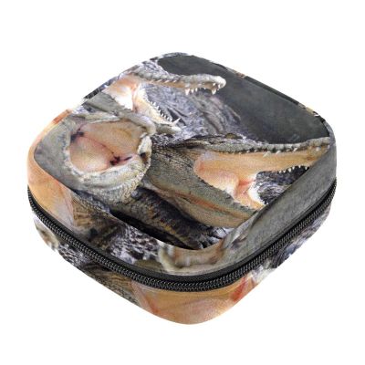 Sanitary Napkin Storage Bag, Feminine Product Pouches Portable Period Kit Bag for Girls Women Ladies Wild Aniaml Crocodile Alligator Funny