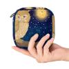 Sanitary Napkin Storage Bag, Feminine Product Pouches Portable Period Kit Bag for Girls Women Ladies Owl Full Moon Forest Night view 4