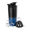 Ice Shaker 26 Oz, Stainless Steel Protein Shaker, As Seen on Shark Tank, Reusable, Gym Water Bottle, Navy and Black view 1