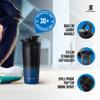 Ice Shaker 26 Oz, Stainless Steel Protein Shaker, As Seen on Shark Tank, Reusable, Gym Water Bottle, Navy and Black view 3
