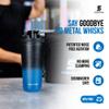 Ice Shaker 26 Oz, Stainless Steel Protein Shaker, As Seen on Shark Tank, Reusable, Gym Water Bottle, Navy and Black view 4