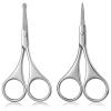 Kootinn 2 Pack Small Facial Hair Grooming Scissors for Men and Women - Eyebrow, Nose Hair, Moustache, Beard, Eyelashes, Ear Cutting Kit - Curved and Rounded Safety Tweezers view 1