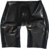 Handmade Men Rubber Trousers Latex Shorts for Men with Way Crotch Zippers Long Leg Pants,Black,Medium view 1