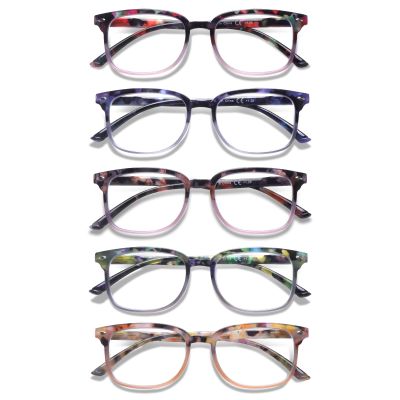 ZONLON 5 Pack Reading Glasses for Women - Anti Blue Light Blocking with Spring Hinges(5 Multicolor C2, 3.50, multiplier_x)
