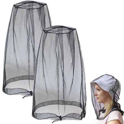 Wudaizhi Mosquito Head Net Midge Head Net Nylon Face Net Mesh Fine Mesh Insect Netting Neck Protective Mesh Face Mesh Mask Cover for Outdoor Hiking Fishing Camping Climbing and Walking (2pcs, Black)