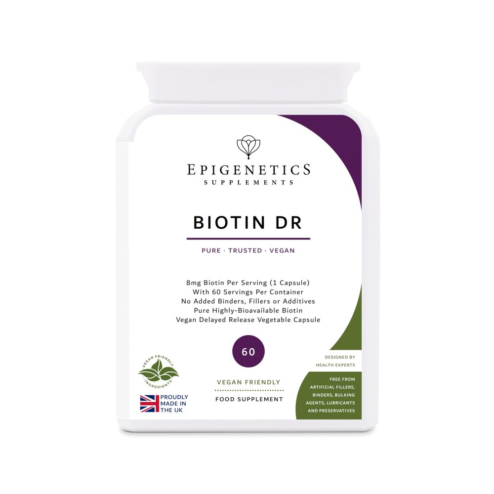 Biotin DR 8000mcg | 100% Pure & Natural High Strength Biotin 8mg | 60 Vegan Friendly Capsules UK Made | 1 Capsule Daily (2 Month Supply)