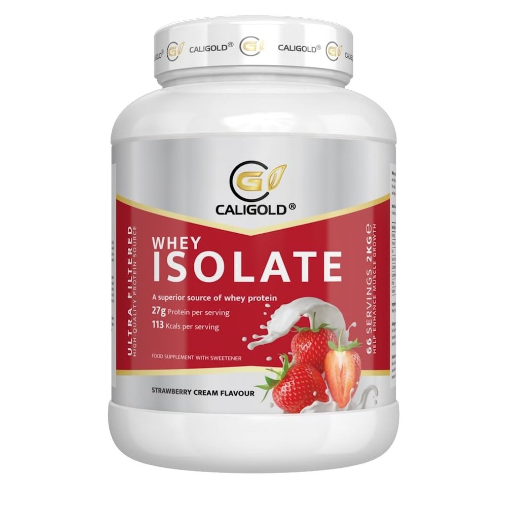 Caligold Health Muscle Building 100% Isolate Pure Whey Protein, Pre and Post Workout Protein Powder, 66 Servings, 2kg