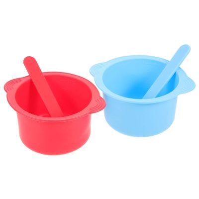 ULTECHNOVO Silicone Wax Warmer Liner Bowl 2pcs High Temperature Resistant Non-stick Hair Removal Wax Pot with 16cm Stirring Sticks for Professional Waxing Spa Use
