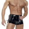 Men Sexy Wet Look PVC Vinyl Patent Leather Shiny Boxer Brief Lace Up Side shorts Pants Underwear Lingerie view 1