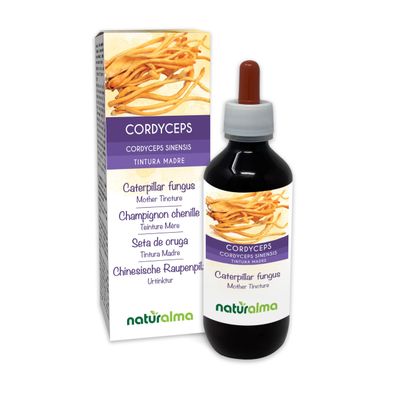 Cordyceps or Caterpillar Mushroom (Cordyceps sinensis or Ophiocordyceps sinensis) Fungus or Mushroom Alcohol-Free Mother Tincture Naturalma - Liquid Extract Drops 200 ml - Food Supplement - Vegan