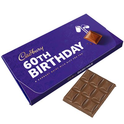 Cadbury 60th Birthday Dairy Milk Chocolate Bar With Gift Envelope