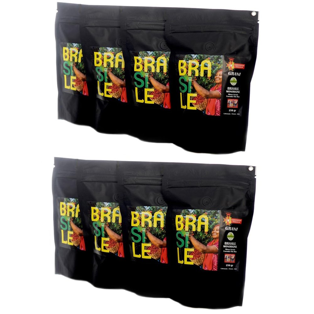 Single origin coffee beans Brazil Minas Gerais region, 100% Arabica coffee, friar's tunic roasting, Carbon Neutral certified, bar blend, pack of 8 x 250 g