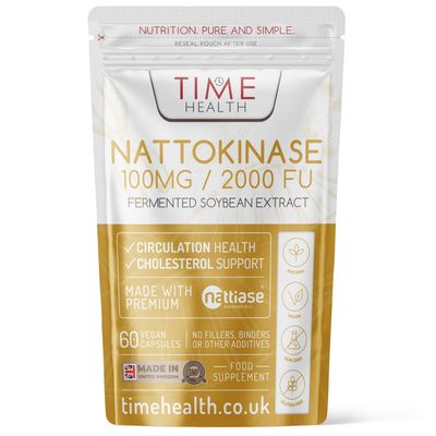 New: Nattokinase - 60 Capsules - 2000 FU / 100mg - Nattiase Natural Fermented Soybean Extract - Enzyme from Japanese Natto - UK Made - GMP Standards - Zero Additives (60 Count (Pack of 1))