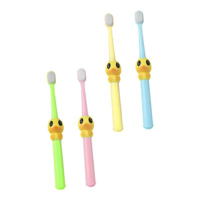 LALAFINA 4pcs Micro Nano Kids Toothbrushes 10,000 Ultra Soft Bristles Cartoon Design Manual Toothbrush Mild Cleaning for Children Multicolour Set