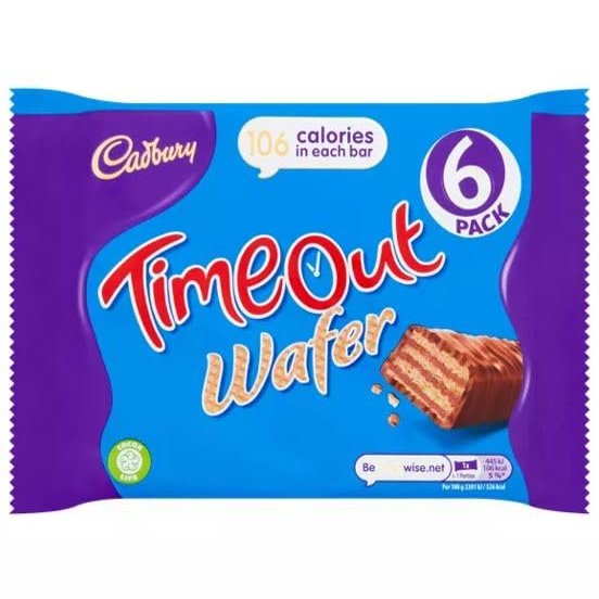 Cadbury Timeout Wafer Chocolate Bar 6 Pack Multipack 121.2g (Pack of 13 Multipacks)