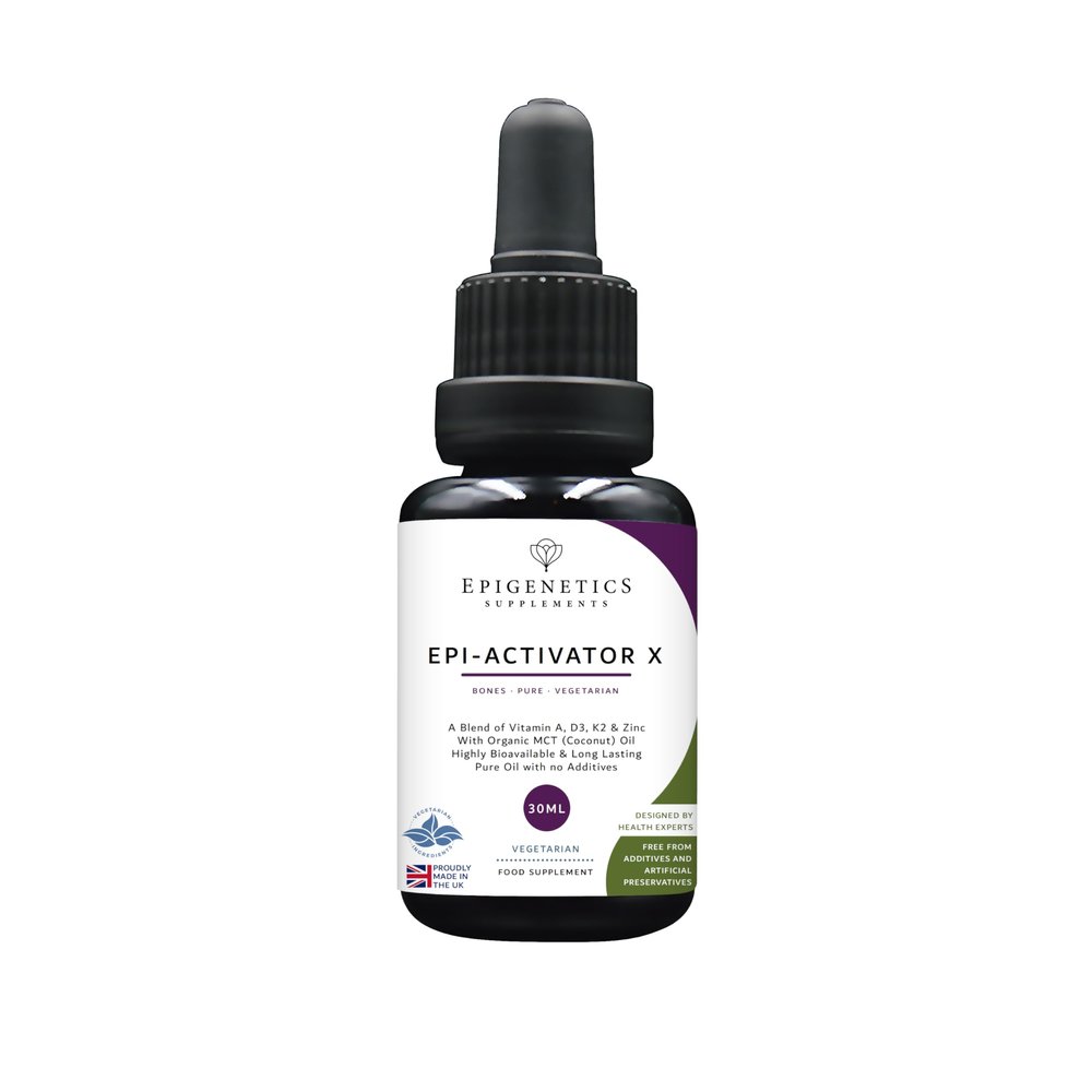 Epi-Activator X Oil 30ml | Vitamin A, D3, K2 & Zinc + Organic Medium Chain Triglycerides (MCT) Oil | UK Made Vegetarian Liquid | 1 Drop Daily (High Strength)