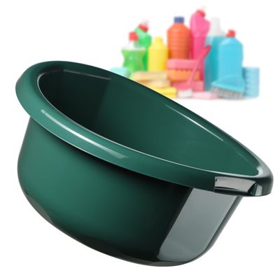 KADAX Round Bowl 15L, Plastic Washing Up Bowl for Kitchen and Bathroom, Large Basin for Washing Dishes, Soaking Laundry and House Cleaning (Green)