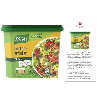 GARDEN Herb SALAD DRESSING Powder Mix  192g TUB Instant Salad Dressing by KN0RR  Includes INSTRUCTION/RECIPE BOOKLET by Helens Own (Unique to this product) KN0RR Gartenkruter Salatkrnung XL Pack