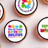 Autism Awareness Edible Cupcake Toppers  Neurodiversity Support Celebration Cake Decorations, Jigsaw Theme Premium Thickness Wafer Card Discs 24 x 4cm/1.5 Inch PRECUT view 2