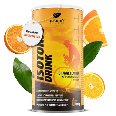 Nature's Finest by Nutrisslim Isotonic Drink Powder - Orange Flavor, Electrolyte Mix for Rehydration & Recovery, Energy Drink, Vegan, 500mg L-carnitine, 300g