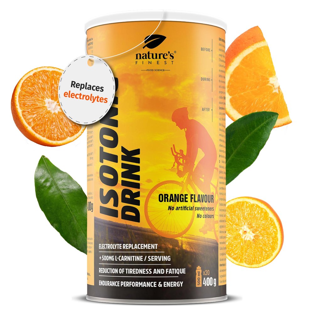 Nature's Finest by Nutrisslim Isotonic Drink Powder - Orange Flavor, Electrolyte Mix for Rehydration & Recovery, Energy Drink, Vegan, 500mg L-carnitine, 300g