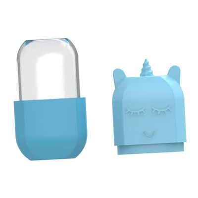 FRCOLOR Facial Ice Massager Roller Blue with Unicorn Ice Cube Mold, Manual Face Cooling Compress Tool for Puffiness Relief and Skin Soothing, Household Skincare Tool for Beauty Care