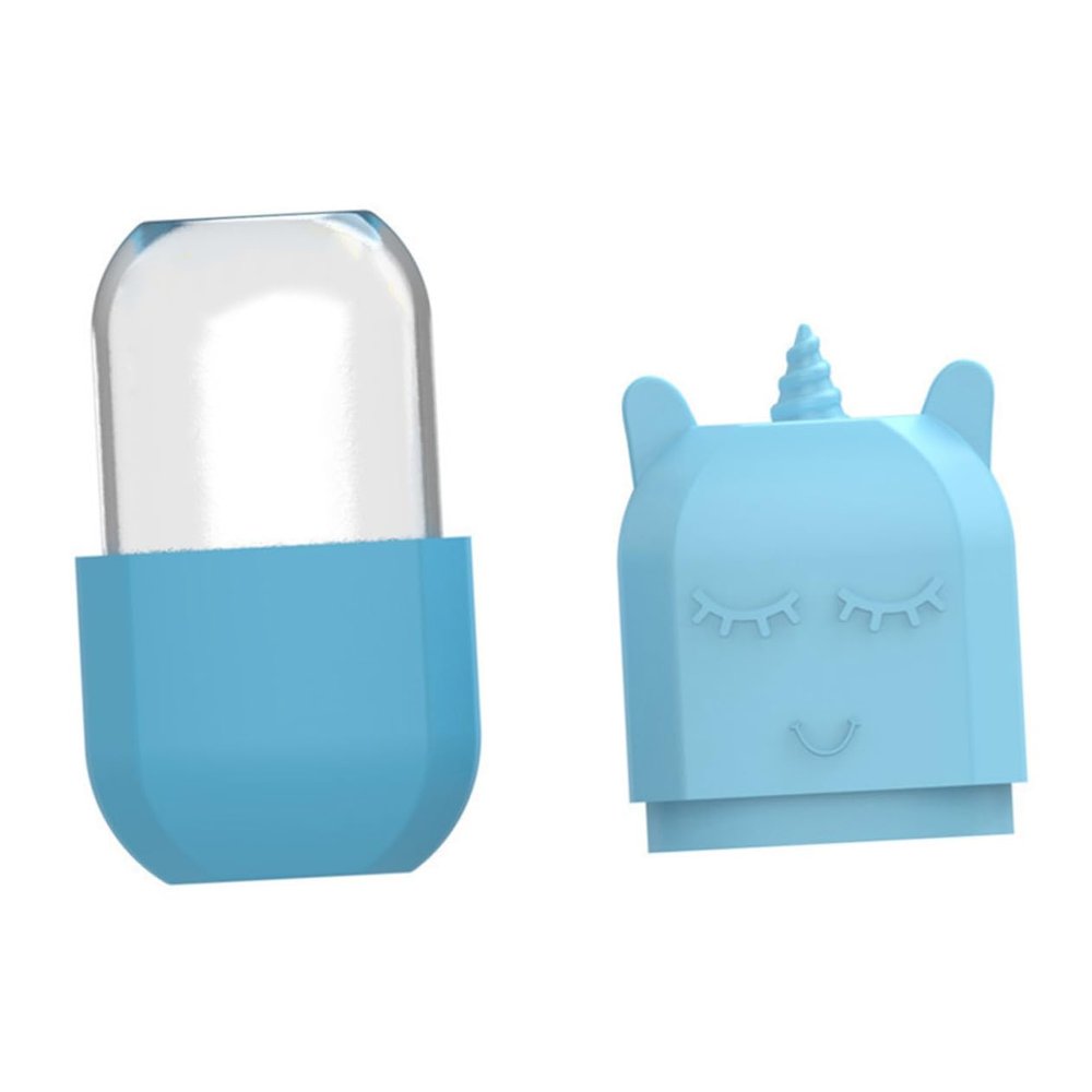 FRCOLOR Facial Ice Massager Roller Blue with Unicorn Ice Cube Mold, Manual Face Cooling Compress Tool for Puffiness Relief and Skin Soothing, Household Skincare Tool for Beauty Care