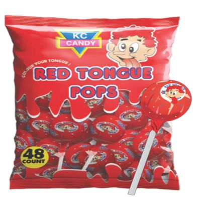 MASKC Candy Red Tongue Lollypops 48 Count Box of 16-Fd