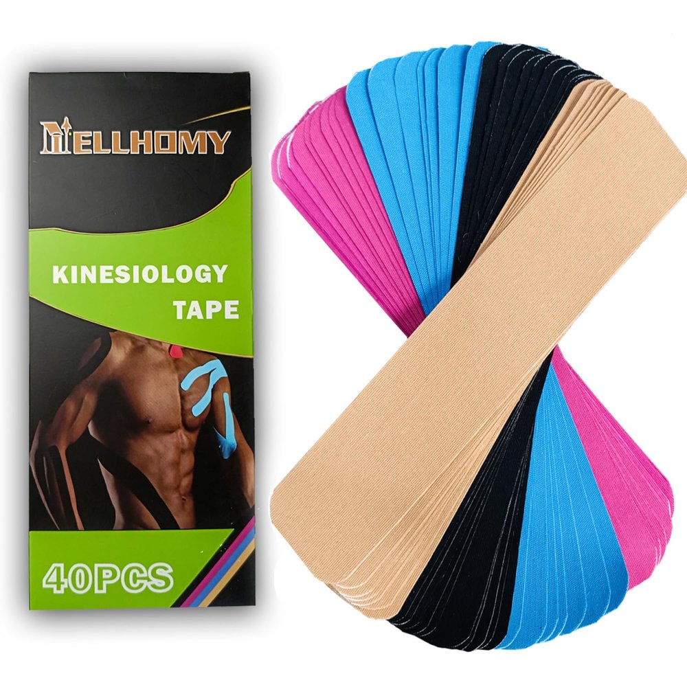 40 Strips Kinesiology Tape, Original Cotton Elastic Premium Athletic Tape, Hypoallergenic and Waterproof K Tape for Muscle Pain Relief and Joint Support(Mixed)