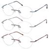 Eyekepper 3-Pack Round Rimless Metal Reading Glasses Women Men - Circle Frameless Readers (Blue/Red/Purple)+1.00 view 1